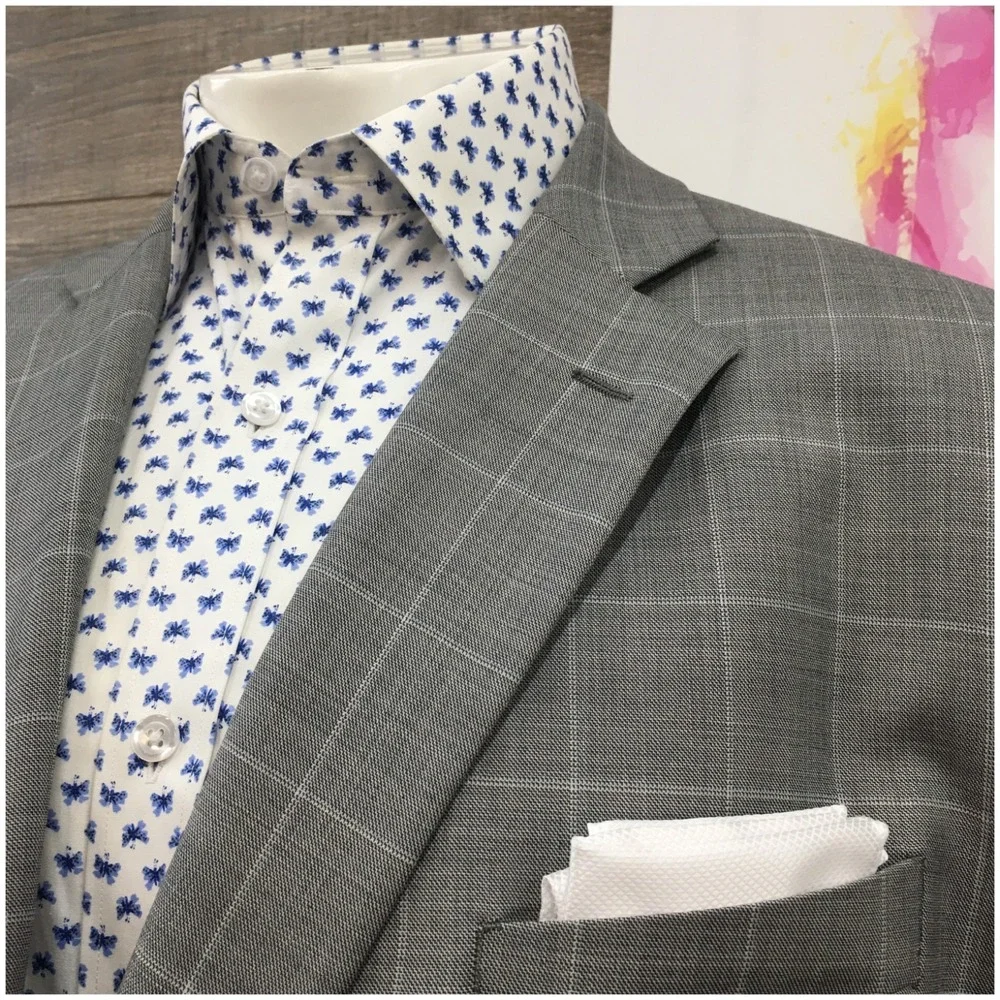 STAFFORD Men‎ Wool Blazer Sport Coat Casual Jacket Size 52L Classic Gray Suit